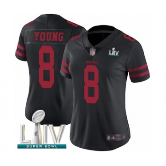 Women's San Francisco 49ers #8 Steve Young Black Vapor Untouchable Limited Player Super Bowl LIV Bound Football Jersey - Ujersey