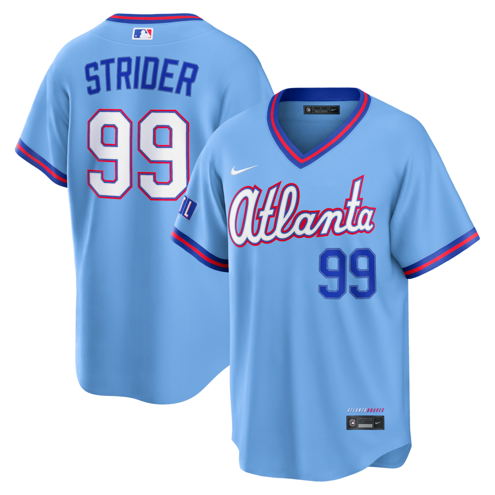 Men's Atlanta Braves Spencer Strider Nike Powder Blue 2026 City Connect Stadium Jersey - SUjersey01