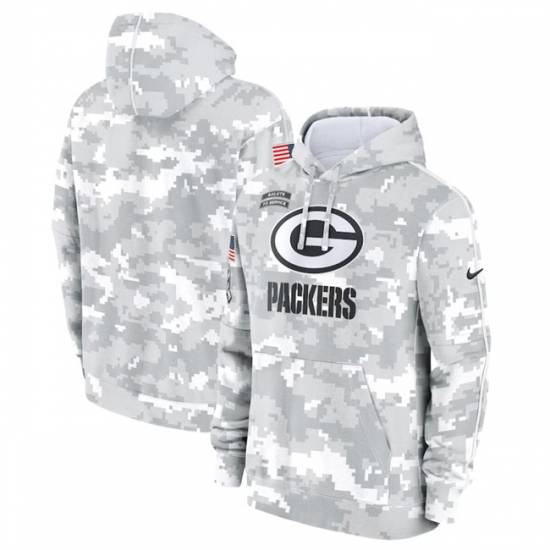 Men's Green Bay Packers 2024 Arctic Camo Salute To Service Club Fleece Pullover Hoodie - Ujersey