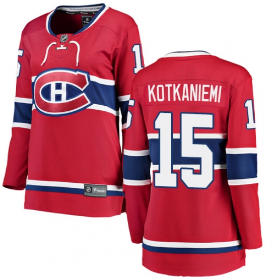 Women's Montreal Canadiens #15 Jesperi Kotkaniemi Authentic Red Home Fanatics Branded Breakaway NHL Jersey - Ujersey
