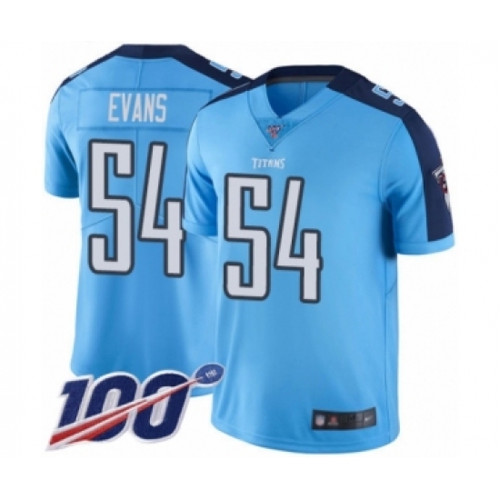 Men's Tennessee Titans #54 Rashaan Evans Limited Light Blue Rush Vapor Untouchable 100th Season Football Jersey - Ujersey