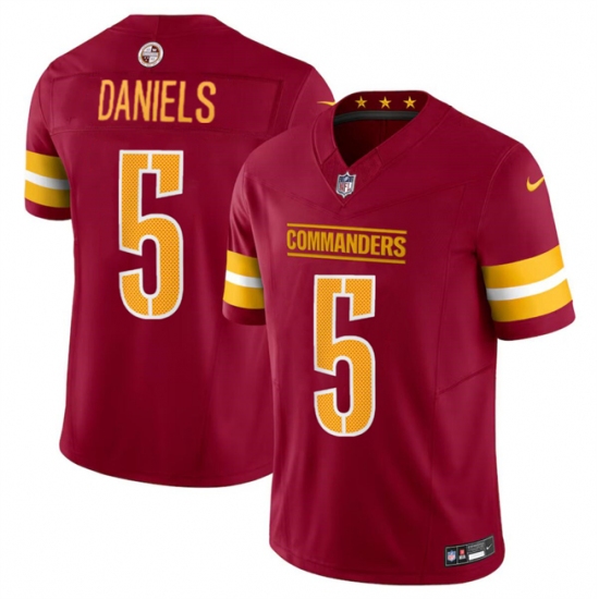 Men's Washington Commanders #5 Jayden Daniels Burgundy 2024 Draft F.U.S.E Vapor Limited Football Stitched Jersey - Ujersey