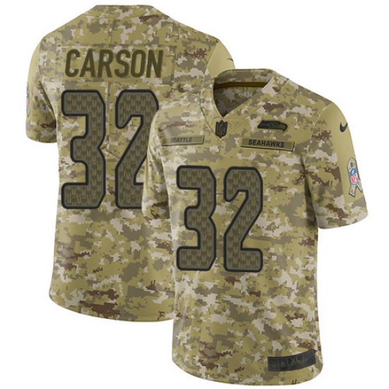Youth Nike Seattle Seahawks #32 Chris Carson Limited Camo 2018 Salute to Service NFL Jersey - Ujersey