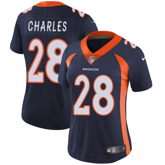 Women's Nike Denver Broncos #28 Jamaal Charles Navy Blue Alternate Vapor Untouchable Limited Player NFL Jersey - Ujersey