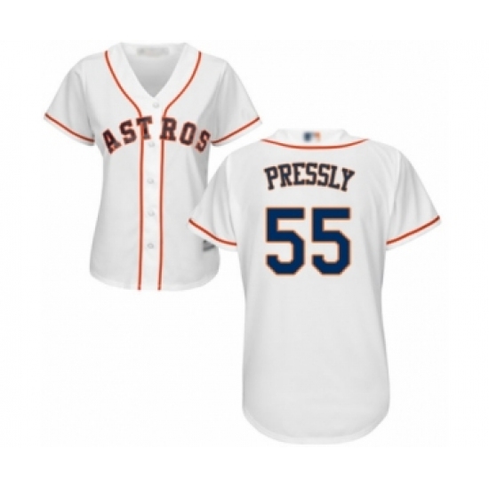Women's Houston Astros #55 Ryan Pressly Authentic White Home Cool Base Baseball Jersey - Ujersey