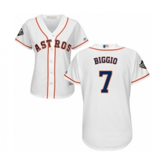 Women's Houston Astros #7 Craig Biggio Authentic White Home Cool Base 2019 World Series Bound Baseball Jersey - Ujersey