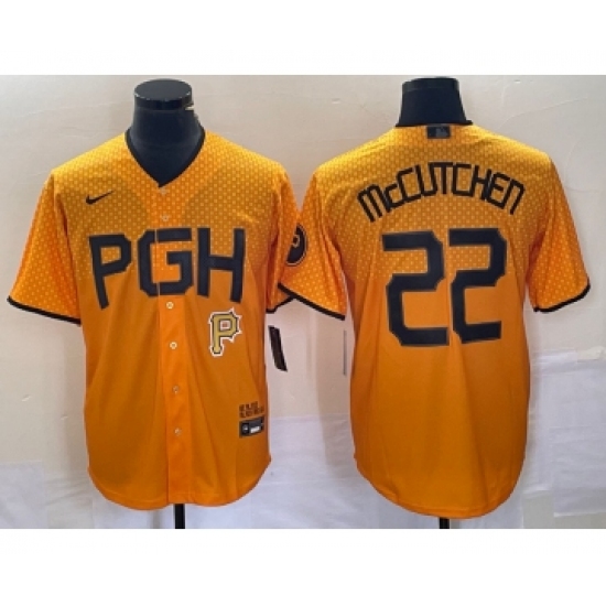 Men's Nike Pittsburgh Pirates #22 Andrew McCutchen Gold 2023 City Connect Stitched Jersey - Ujersey
