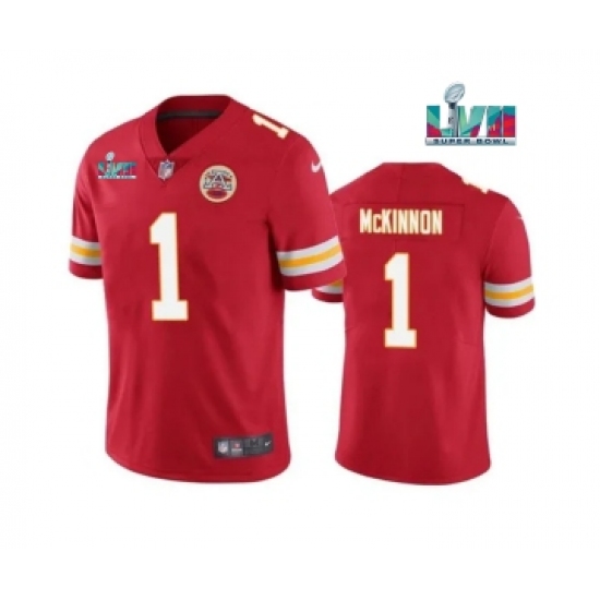 Men's Kansas City Chiefs #1 Jerick McKinnon Red Super Bowl LVII Patch Vapor Untouchable Limited Stitched Jersey - Ujersey
