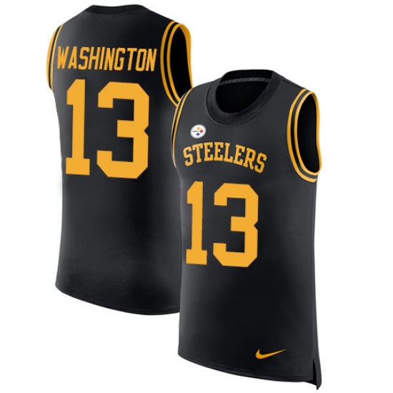 Men's Nike Pittsburgh Steelers #13 James Washington Black Rush Player Name & Number Tank Top NFL Jersey - Ujersey