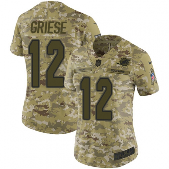 Women's Nike Miami Dolphins #12 Bob Griese Limited Camo 2018 Salute to Service NFL Jersey - Ujersey