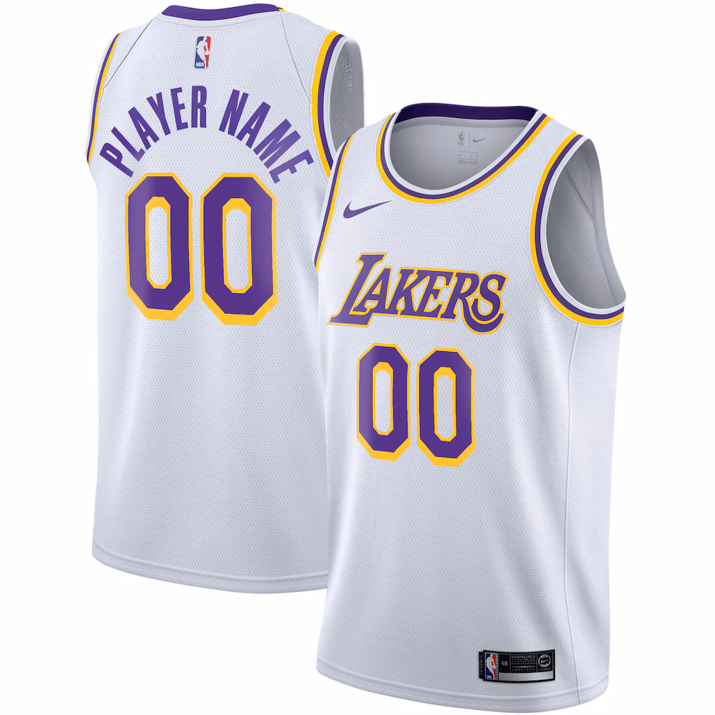 Men's Los Angeles Lakers Nike White 2020/21 Swingman Custom Jersey - Association Edition - Ujersey