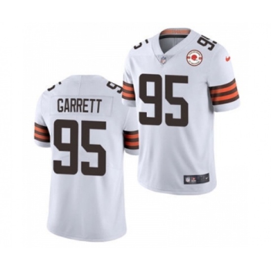 Men's Cleveland Browns #95 Myles Garrett 2021 White 75th Anniversary Patch Vapor Untouchable Limited Jersey - Ujersey