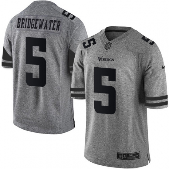 Men's Nike Minnesota Vikings #5 Teddy Bridgewater Limited Gray Gridiron NFL Jersey - Ujersey