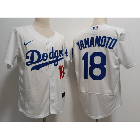 Men's Los Angeles Dodgers #18 Yoshinobu Yamamoto Nike White Home FlexBase Player Jersey