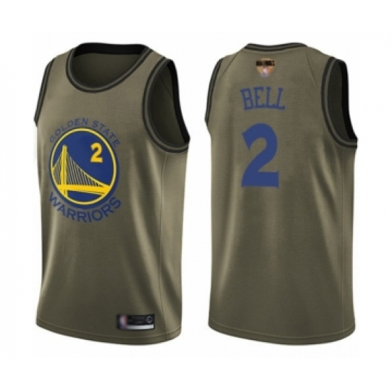 Youth Golden State Warriors #2 Jordan Bell Swingman Green Salute to Service 2019 Basketball Finals Bound Basketball Jersey - Ujersey
