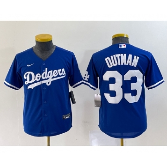 Youth Nike Los Angeles Dodgers #33 James Outman Blue Cool Base Stitched Jersey - Ujersey