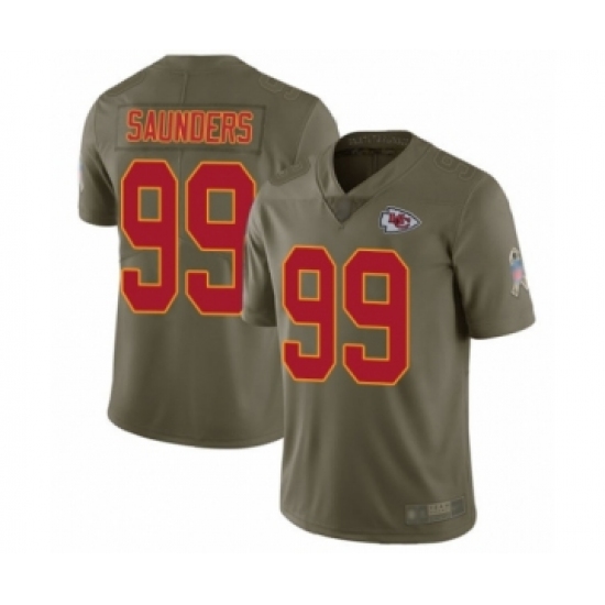 Youth Kansas City Chiefs #99 Khalen Saunders Limited Olive 2017 Salute to Service Football Jersey - Ujersey