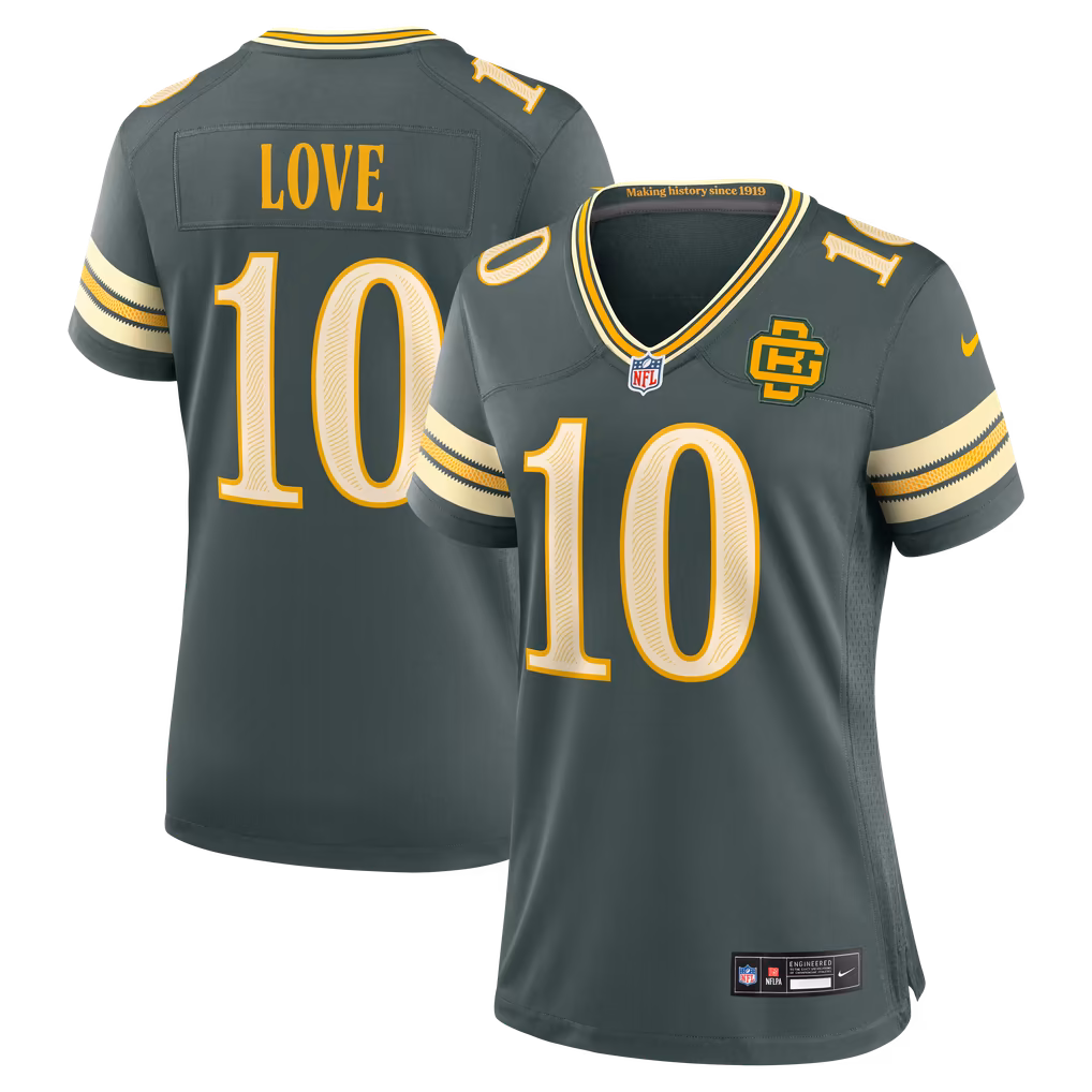 Women's Green Bay Packers Jordan Love Nike Green 2026 Rivalries Collection Game Jersey - Ujersey