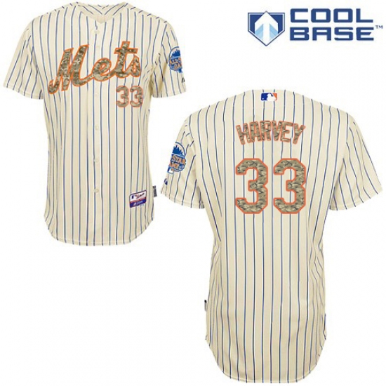 Men's Majestic New York Mets #33 Matt Harvey Authentic Cream USMC Cool Base MLB Jersey - Ujersey