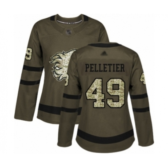 Women's Calgary Flames #49 Jakob Pelletier Authentic Green Salute to Service Hockey Jersey - Ujersey