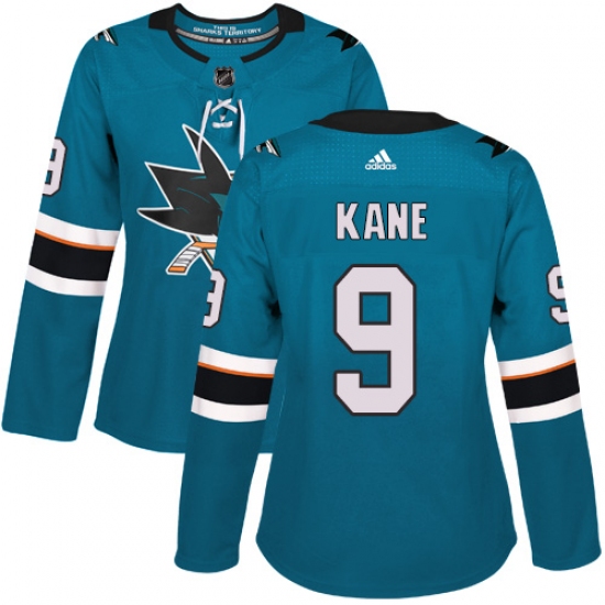 Women's Adidas San Jose Sharks #9 Evander Kane Authentic Teal Green Home NHL Jersey - Ujersey