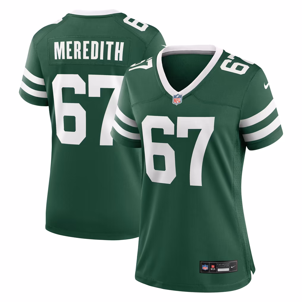 Women's New York Jets Jordan Meredith Nike Legacy Green Team Game Jersey - ujerseystore