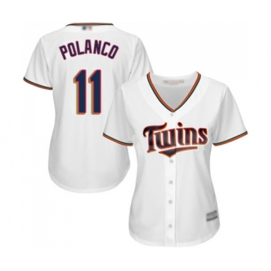 Women's Minnesota Twins #11 Jorge Polanco Replica White Home Cool Base Baseball Jersey - Ujersey