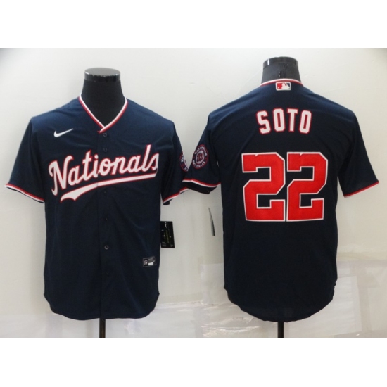 Men's Nike Washington Nationals #22 Juan Soto Navy Blue Alternate Jersey - Ujersey