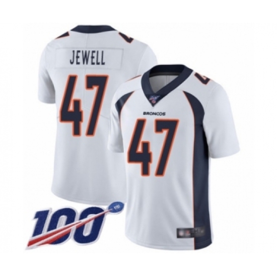 Men's Denver Broncos #47 Josey Jewell White Vapor Untouchable Limited Player 100th Season Football Jersey - Ujersey