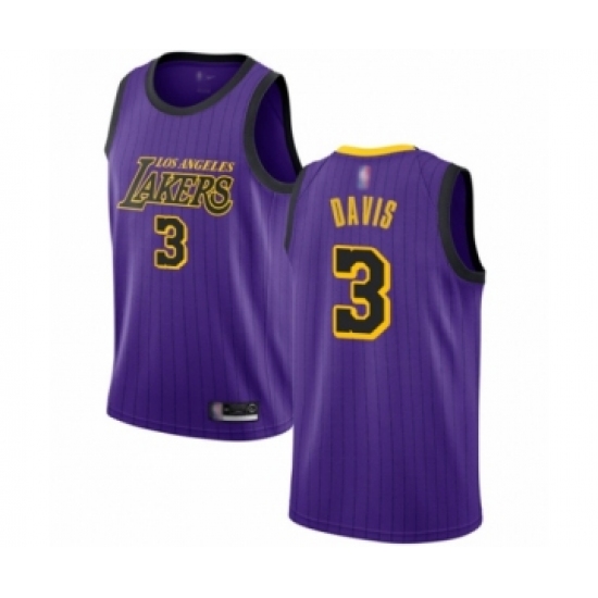 Youth Los Angeles Lakers #3 Anthony Davis Swingman Purple Basketball Jersey - City Edition - Ujersey
