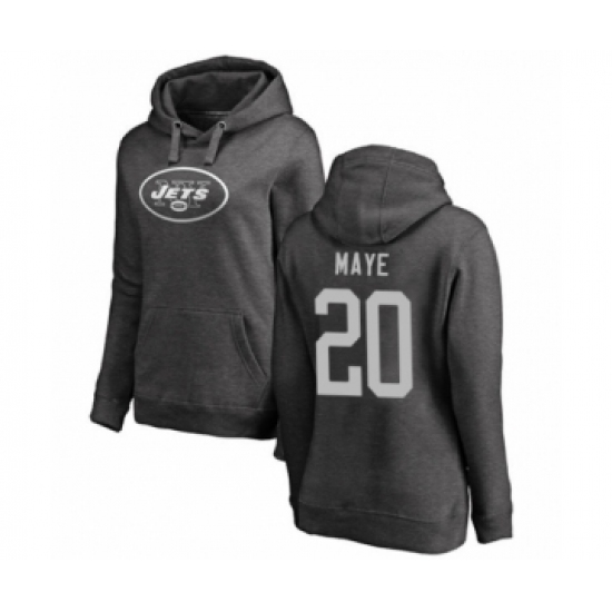 Football Women's New York Jets #20 Marcus Maye Ash One Color Pullover Hoodie - Ujersey