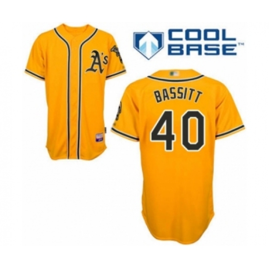 Youth Oakland Athletics #40 Chris Bassitt Authentic Gold Alternate 2 Cool Base Baseball Player Jersey - Ujersey