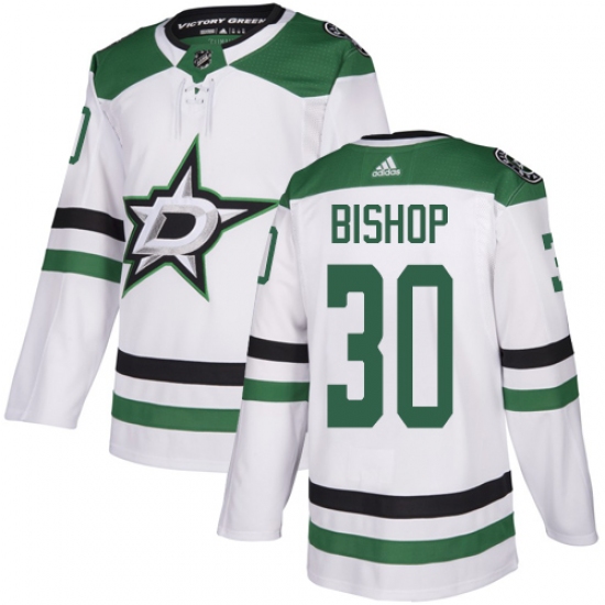 Men's Adidas Dallas Stars #30 Ben Bishop White Road Authentic Stitched NHL Jersey - Ujersey
