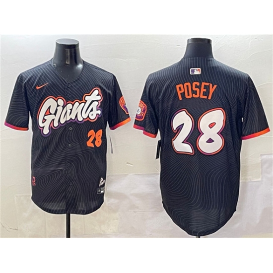 Men's San Francisco Giants #28 Buster Posey Anthracite 2025 City Connect Limited Stitched Baseball Jersey - Ujersey