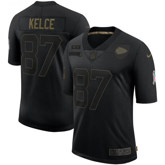Men's Kansas City Chiefs #87 Travis Kelce Black Nike 2020 Salute To Service Limited Jersey - Ujersey