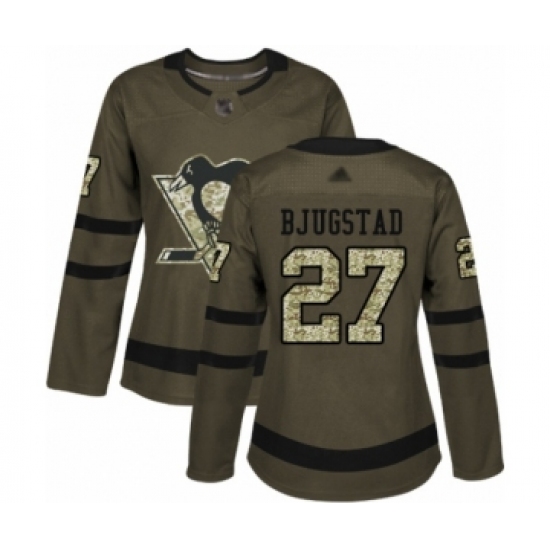Women's Pittsburgh Penguins #27 Nick Bjugstad Authentic Green Salute to Service Hockey Jersey - Ujersey