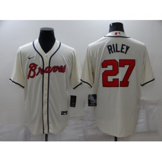 Men's Atlanta Braves #27 Austin Riley Cream Stitched MLB Cool Base Nike Jersey - Ujersey
