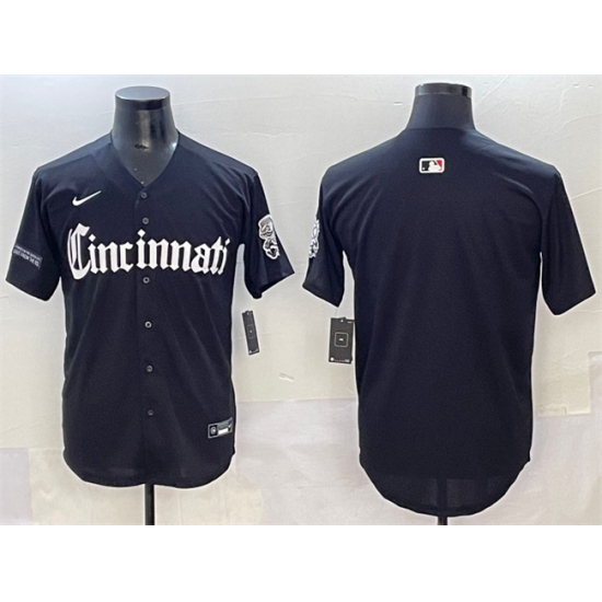 Men's Cincinnati Reds Blank Black 'Gothic Queen City Edition' Vapor Premier Limited Stitched Baseball Jersey - Ujersey