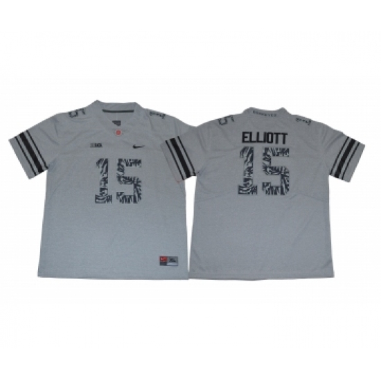 Ohio State Buckeyes 15 Ezekiel Elliott Gray Shadow College Football Jersey - Ujersey