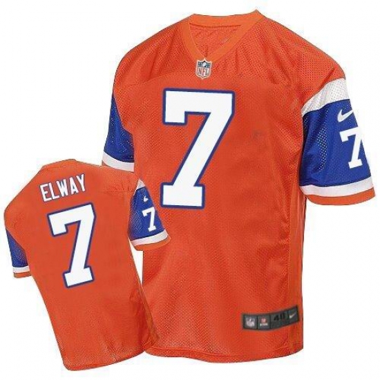 Men's Nike Denver Broncos #7 John Elway Elite Orange Throwback NFL Jersey - Ujersey