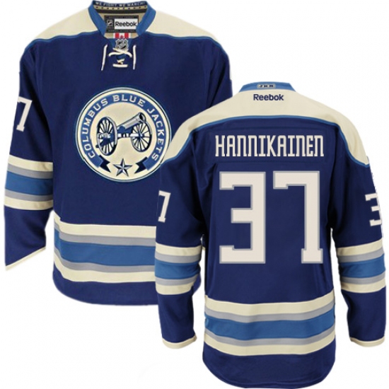 Women's Reebok Columbus Blue Jackets #37 Markus Hannikainen Premier Navy Blue Third NHL Jersey - Ujersey