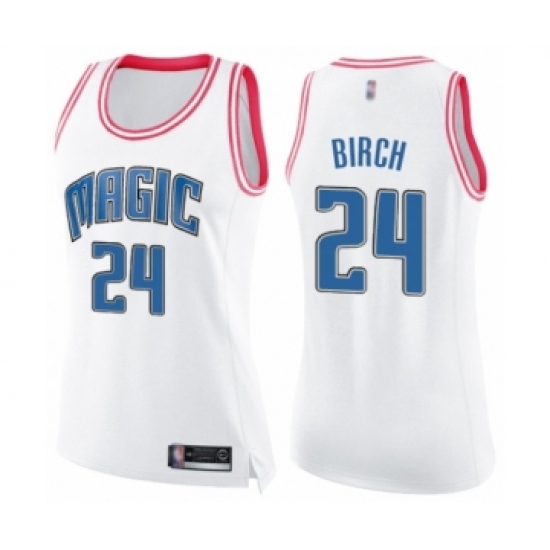 Women's Orlando Magic #24 Khem Birch Swingman White Pink Fashion Basketball Jersey - Ujersey