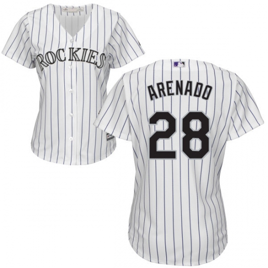 Women's Majestic Colorado Rockies #28 Nolan Arenado Replica White Home Cool Base MLB Jersey