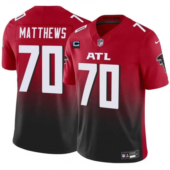 Men's Atlanta Falcons #70 Jake Matthews Red Black 2024 F.U.S.E With 4-Star C Vapor Untouchable Limited Stitched Football Jersey - Ujersey
