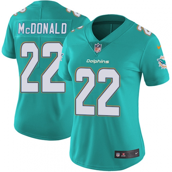 Women's Nike Miami Dolphins #22 T.J. McDonald Aqua Green Team Color Vapor Untouchable Limited Player NFL Jersey - Ujersey