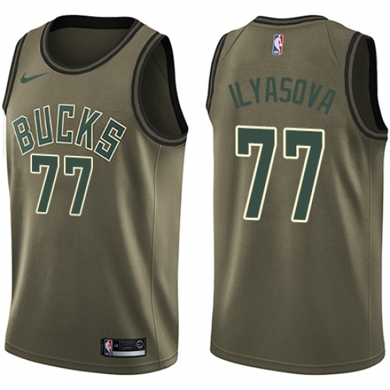 Men's Nike Milwaukee Bucks #77 Ersan Ilyasova Swingman Green Salute to Service NBA Jersey