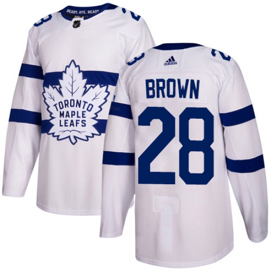 Youth Adidas Toronto Maple Leafs #28 Connor Brown Authentic White 2018 Stadium Series NHL Jersey - Ujersey