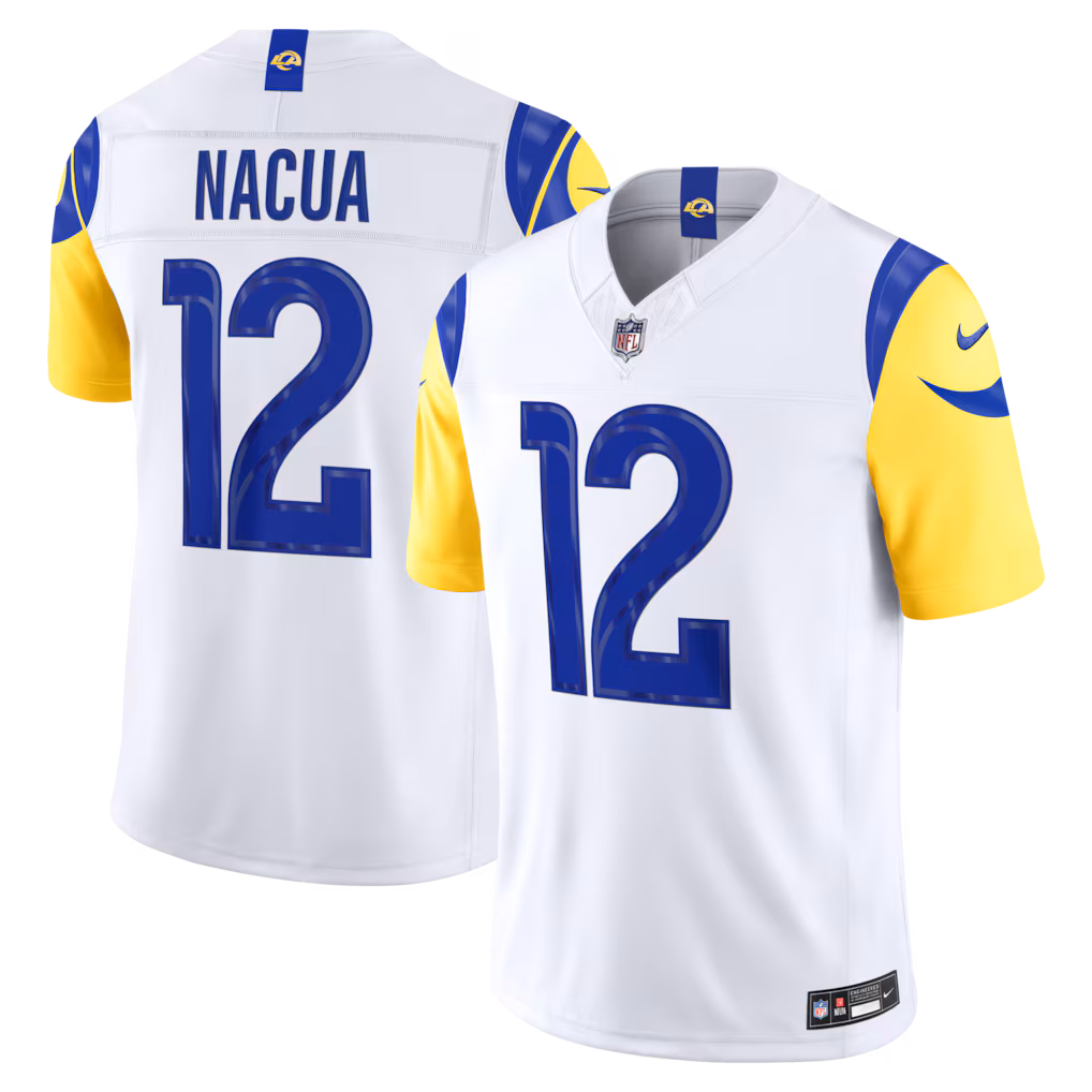 Men's Los Angeles Rams Puka Nacua Nike White Vapor F.U.S.E. Sewn Down Limited Jersey - Ujersey Shop