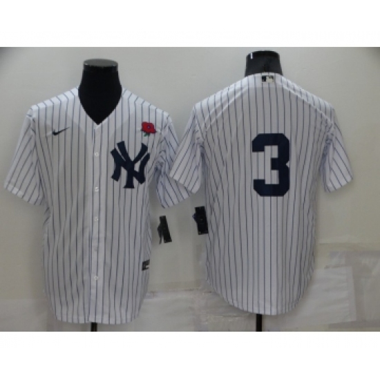Men's New York Yankees #3 Babe Ruth White No Name Stitched Rose Nike Cool Base Throwback Jersey - Ujersey