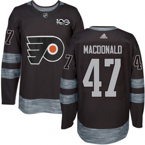 Men's Adidas Philadelphia Flyers #47 Andrew MacDonald Authentic Black 1917-2017 100th Anniversary NHL Jersey - Ujersey